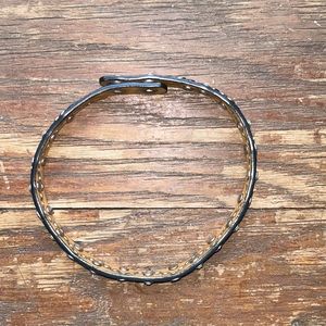 NWOT Black and Silver Gemmed Faux Leather Chocker Necklace